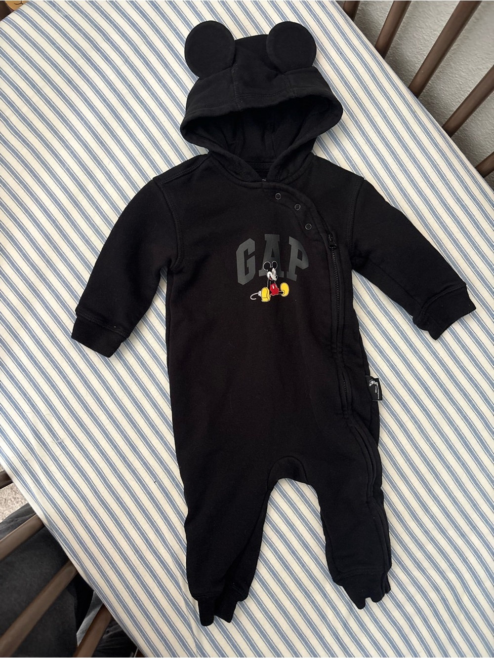 BabyGAP & Disney collab Black Mickey Mouse Hooded One-Piece
